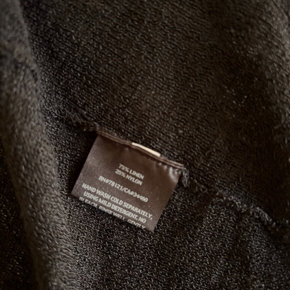 Eileen Fisher Sheer Black Linen/Nylon Open Cardigan (S/P) Worn Once - Picture 4 of 7